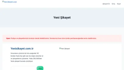 Screenshot preview of yenisikayet.com.tr