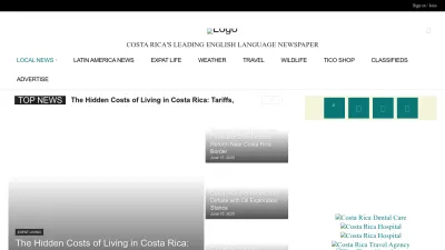 Screenshot preview of ticotimes.net