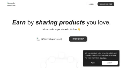 Screenshot preview of zezam.io