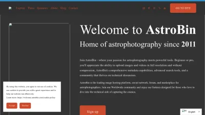 Screenshot of Welcome.astrobin.com