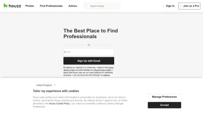 Screenshot preview of houzz.co.uk