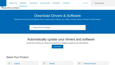 Screenshot preview of downloadcenter.intel.com