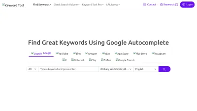 Screenshot preview of keywordtool.io