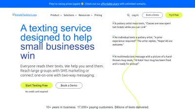 Screenshot preview of simpletexting.com