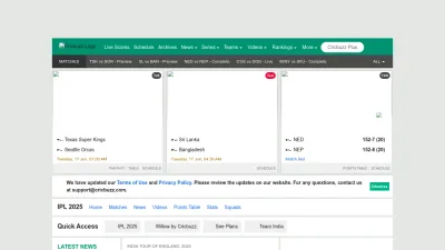Screenshot preview of cricbuzz.com