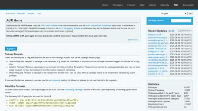 Screenshot preview of aur.archlinux.org