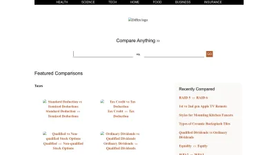 Screenshot preview of diffen.com