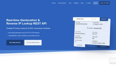Screenshot preview of ipapi.com
