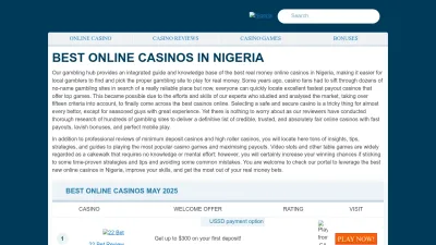 Screenshot of Bestcasinosonline.ng