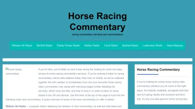 Screenshot preview of horseracingcommentary.co.uk