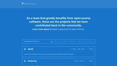 Screenshot preview of shopify.github.io