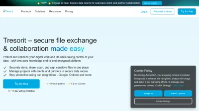 Screenshot preview of tresorit.com