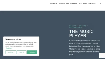 Screenshot of Volumio.com