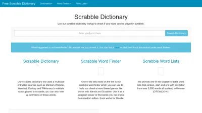 Screenshot preview of freescrabbledictionary.com