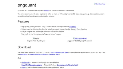Screenshot preview of pngquant.org