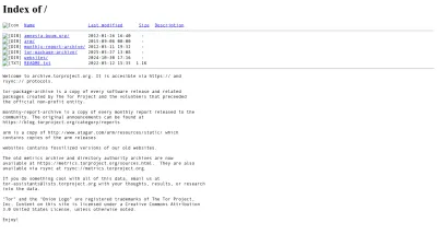 Screenshot preview of archive.torproject.org