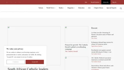 Screenshot of Thecatholicherald.com