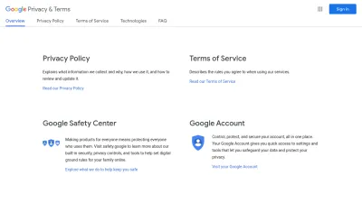 Screenshot preview of policies.google.com