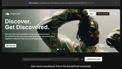 Screenshot preview of soundcloud.com