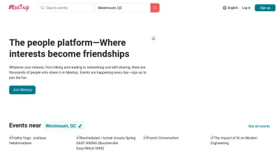 Screenshot of Meetup.com