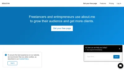 Screenshot preview of about.me