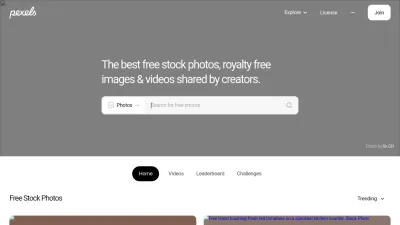 Screenshot of Pexels.com
