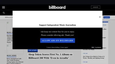 Screenshot of Billboard.com