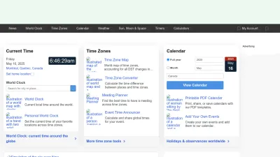 Screenshot preview of timeanddate.com