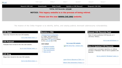 Screenshot of Cve.mitre.org