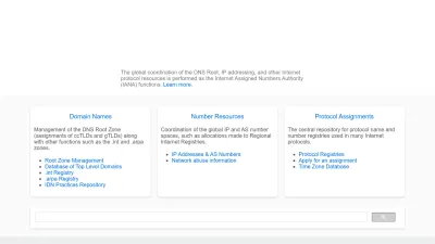 Screenshot of Iana.org