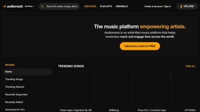 Screenshot preview of audiomack.com
