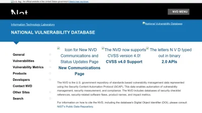 Screenshot preview of nvd.nist.gov
