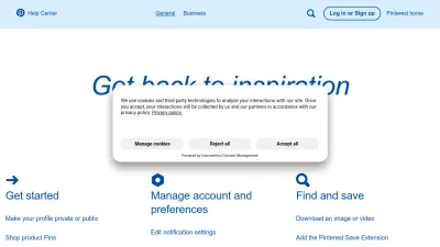 Screenshot preview of help.pinterest.com