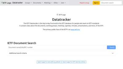 Screenshot preview of datatracker.ietf.org