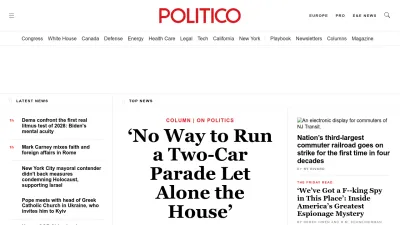 Screenshot of Politico.com