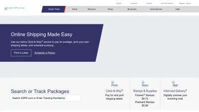 Screenshot of Usps.com