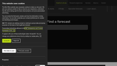 Screenshot of Metoffice.gov.uk