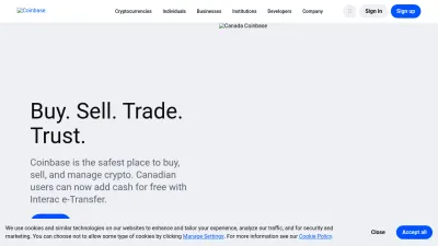 Screenshot of Coinbase.com