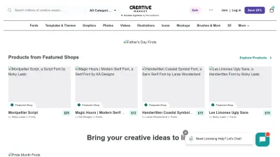 Screenshot preview of creativemarket.com