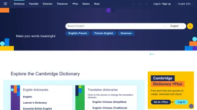 Screenshot preview of dictionary.cambridge.org