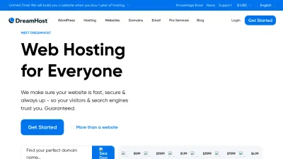 Screenshot preview of dreamhost.com