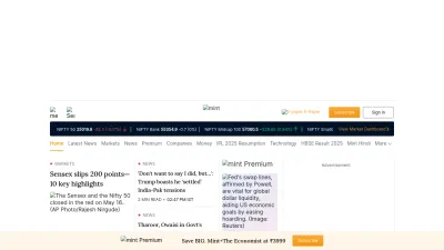 Screenshot of Livemint.com