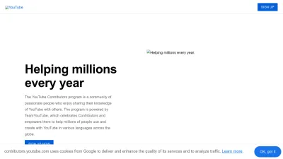 Screenshot preview of contributors.youtube.com