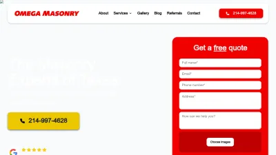 Screenshot preview of omegamasonry.com
