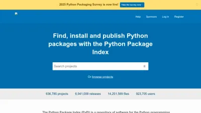 Screenshot of Pypi.org