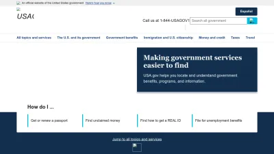 Screenshot preview of usa.gov