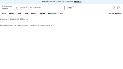 Screenshot preview of zappos.com