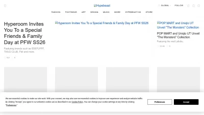 Screenshot preview of hypebeast.com