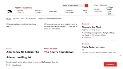 Screenshot preview of poetryfoundation.org