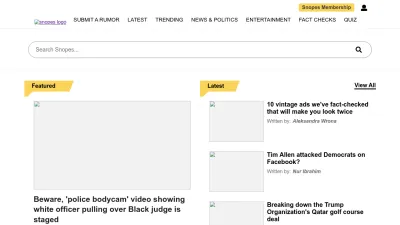 Screenshot preview of snopes.com
